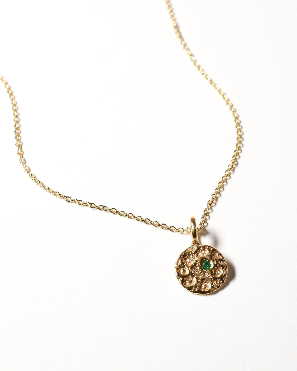 Emerald Birthstone Necklace - May - Yellow Gold