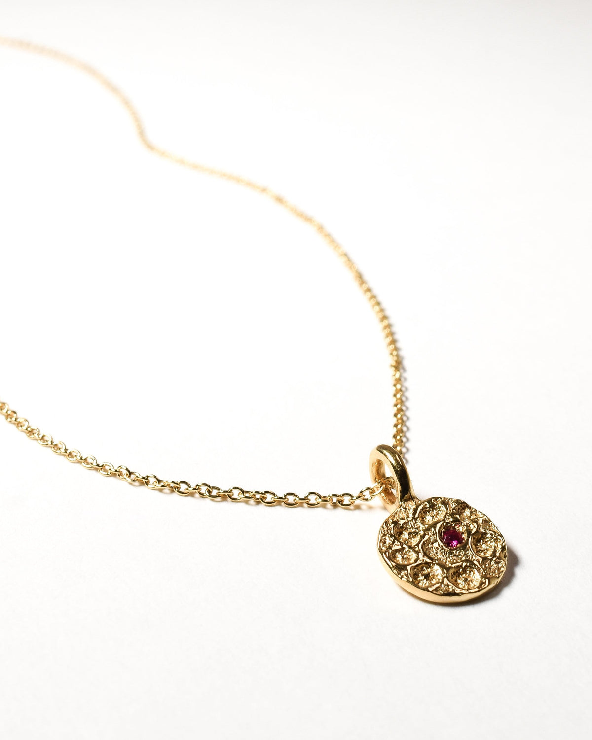 Ruby Birthstone Necklace - July - Yellow Gold