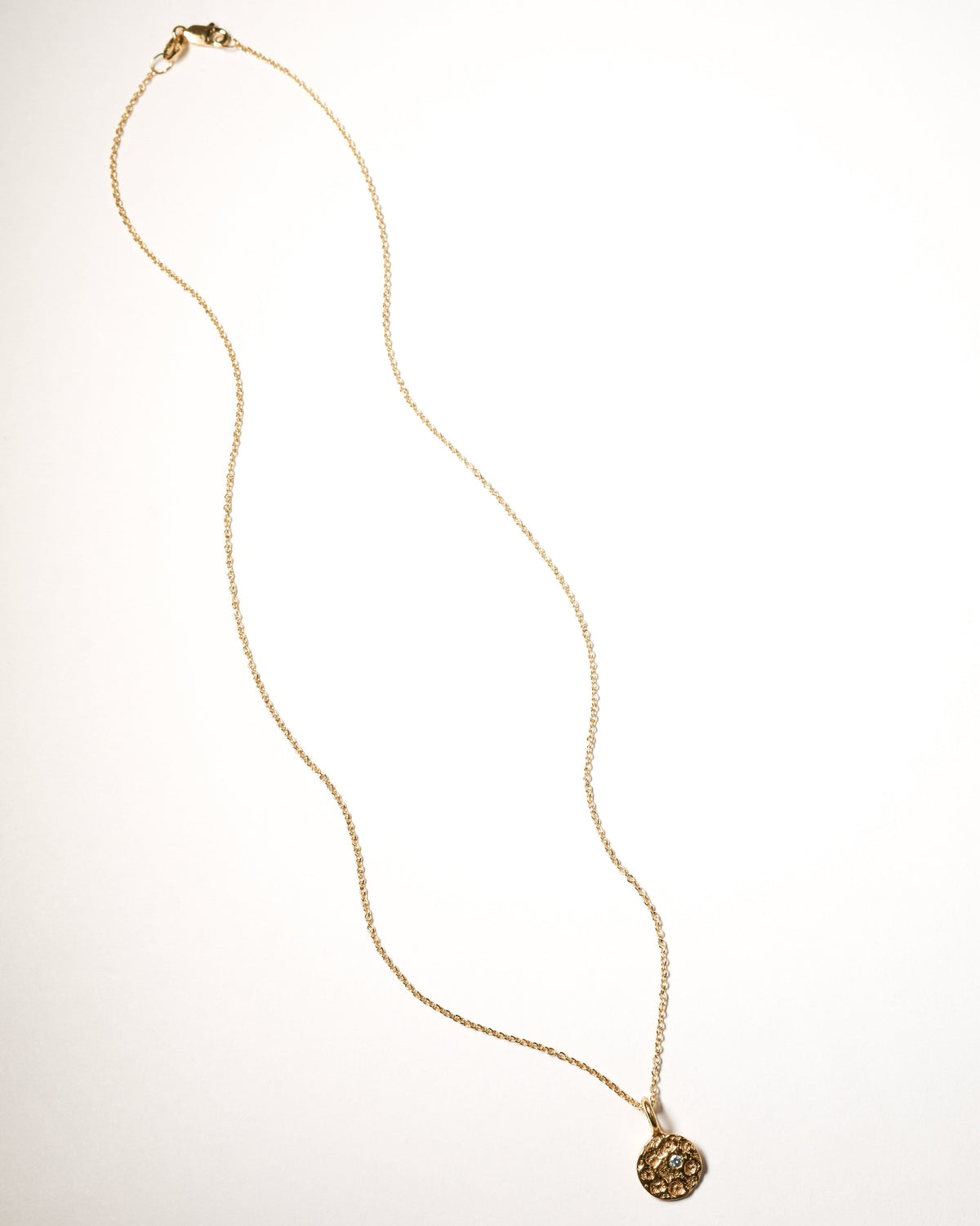 Aquamarine Birthstone Necklace - March - Yellow Gold