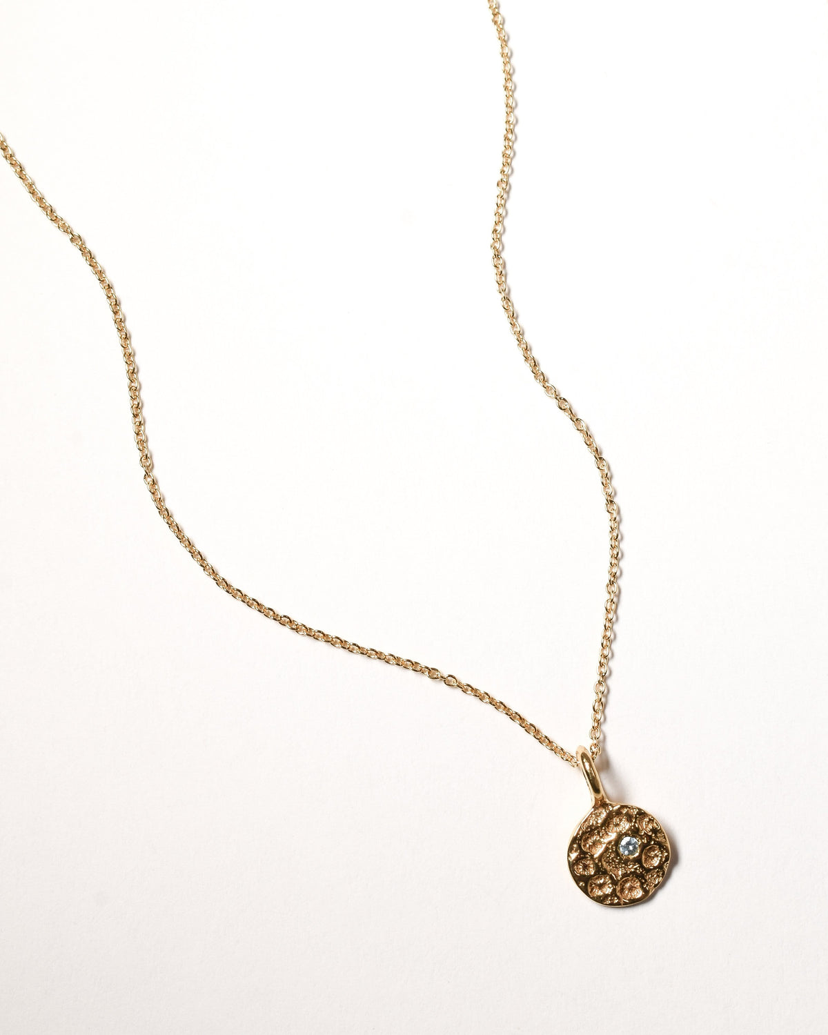 Aquamarine Birthstone Necklace - March - Yellow Gold