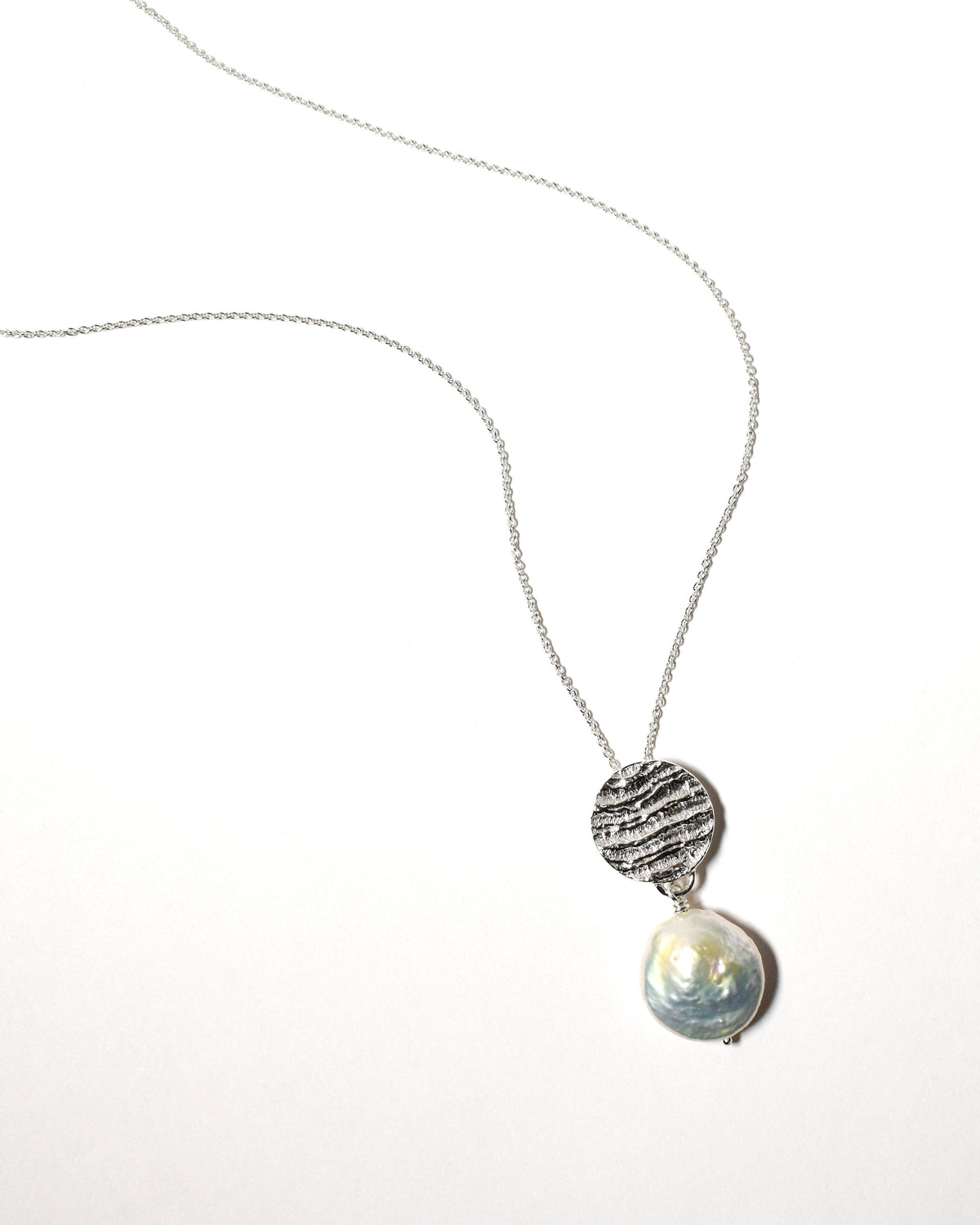 Coin Pearl Necklace, Sterling Silver