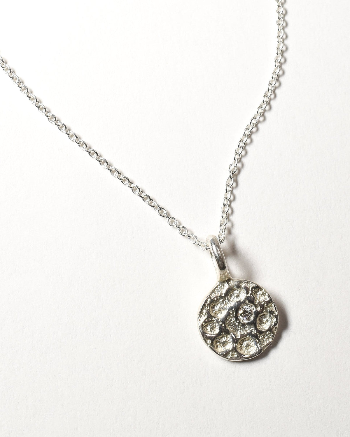 Diamond Birthstone Necklace - April - Sterling Silver
