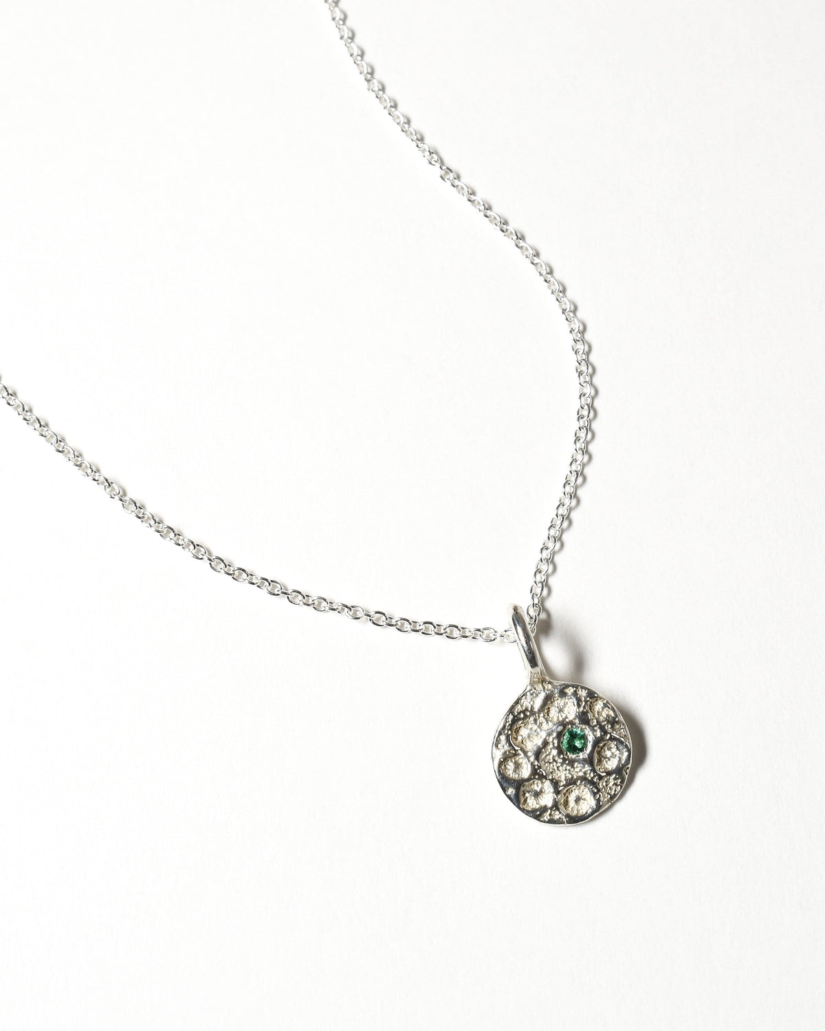 Emerald Birthstone Necklace - May - Sterling Silver