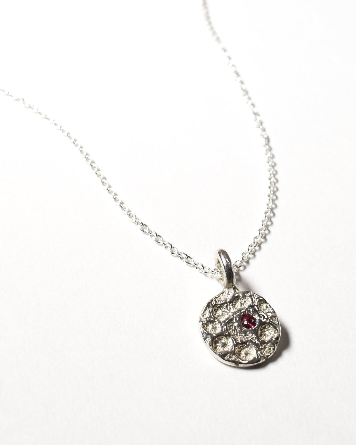 Ruby Birthstone Necklace - July - Sterling Silver