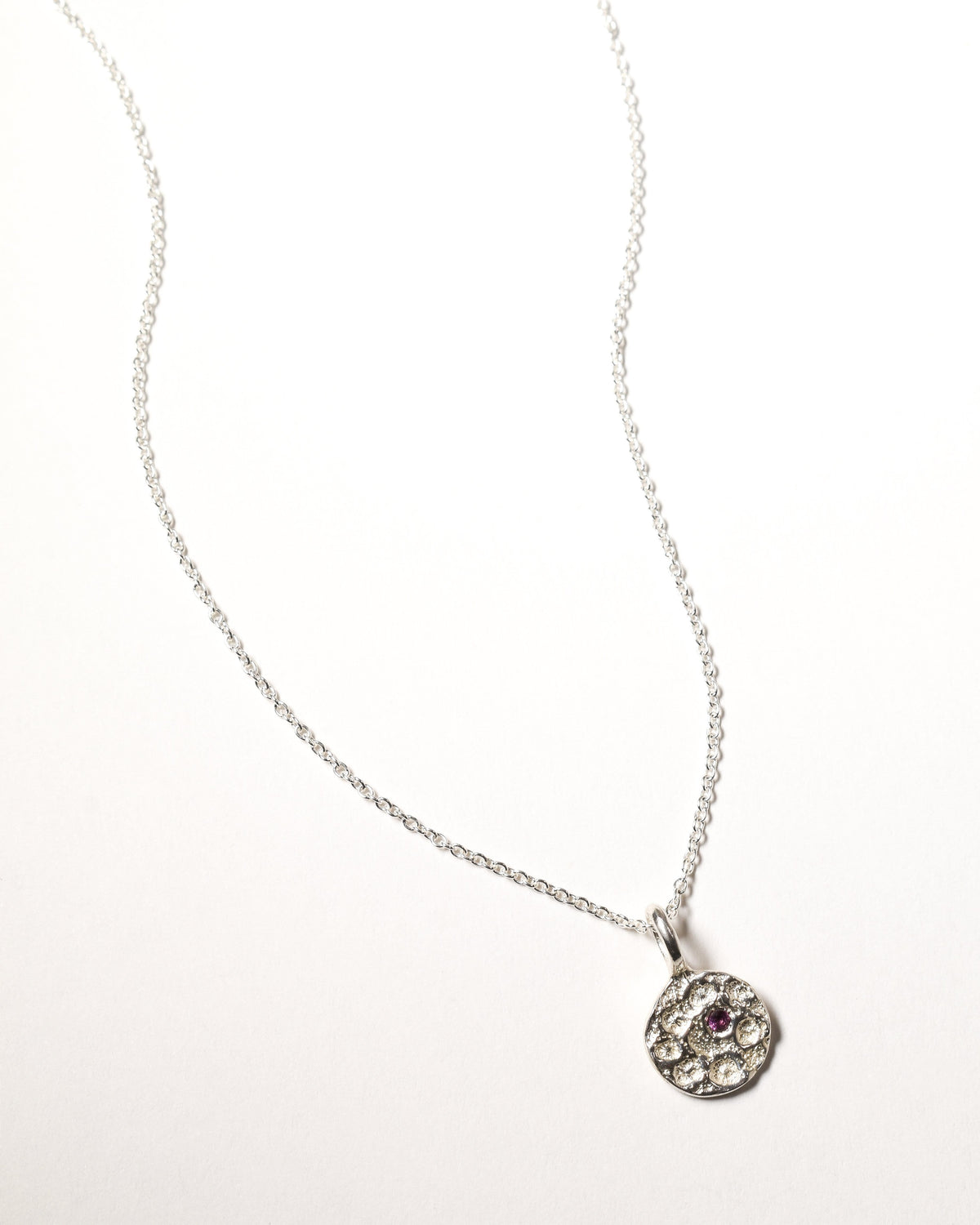 Garnet Birthstone Necklace - January - Sterling Silver